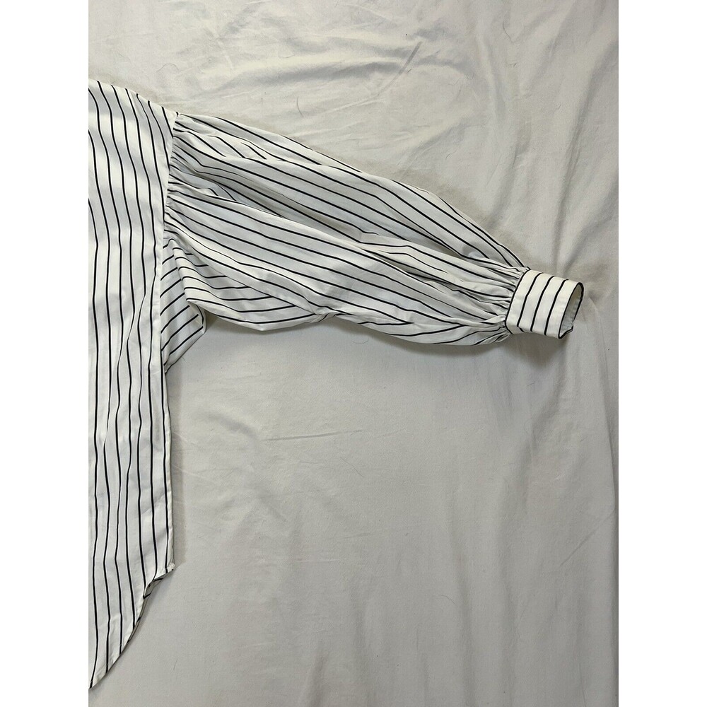 Ralph Lauren Black Label Collarless Tunic Striped Blouse Puffy Sleeves | Size 10 - Picture 4 of 15